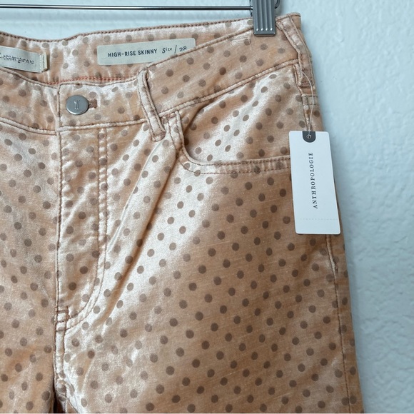Pilcro and the Letterpress High Rise Skinny Pink Gold Velour Pants Jeans Size 28 - Picture 2 of 6